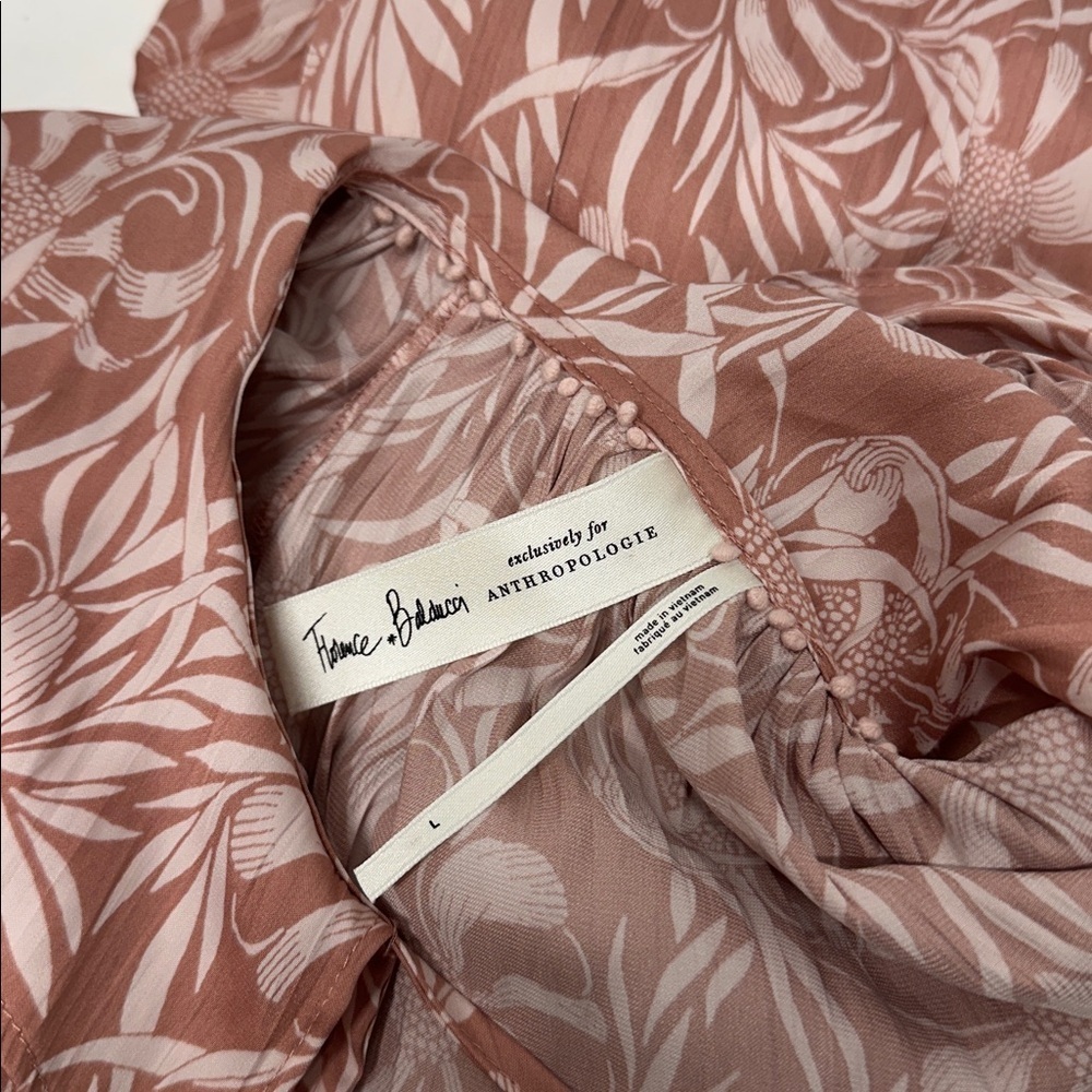 Florence Balducci Anthropologie Femme Blouse Collared Long Sleeve Top Pink Large - Picture 9 of 13